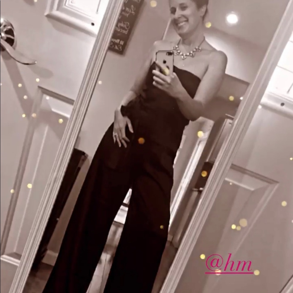 Black Satin belted jumpsuit